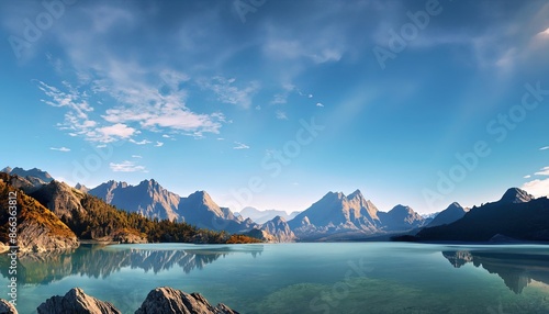 lake in the morning, lake and mountains, mountains and lake view, middle side of lake around mountain