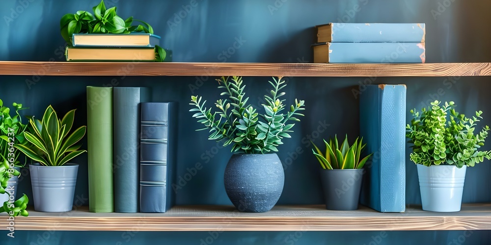 Modern bookshelf with plants adds contemporary decor to the room. Concept Home Decor, Modern Design, Interior Styling, Contemporary Furniture, Houseplants Modern bookshelf with plants adds contemporary decor to the room. Concept Home Decor, Modern Design, Interior Styling, Contemporary Furniture, Houseplants