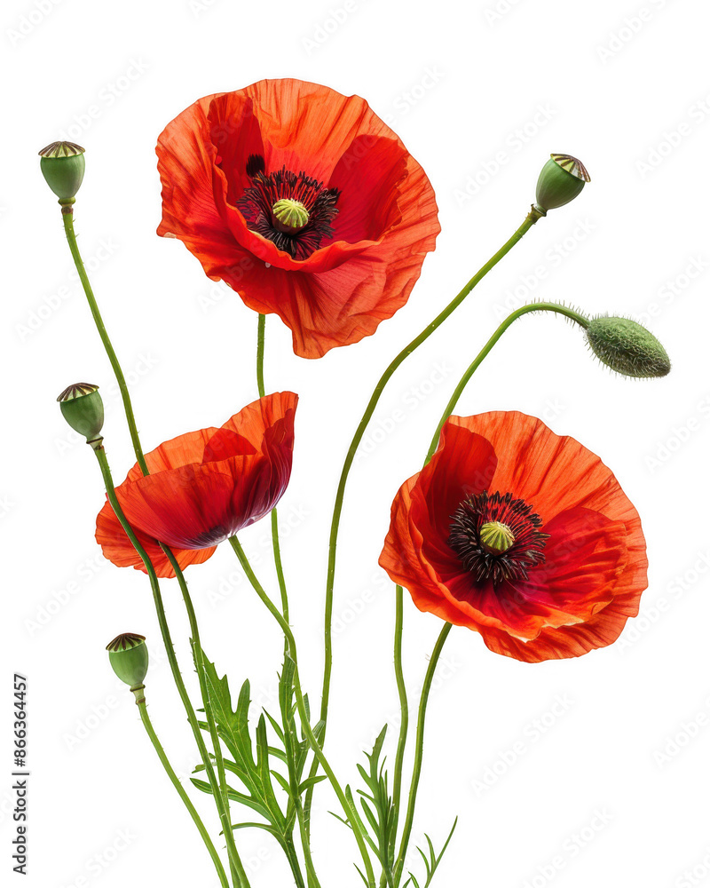 Obraz premium Cluster of Red Poppy Flowers