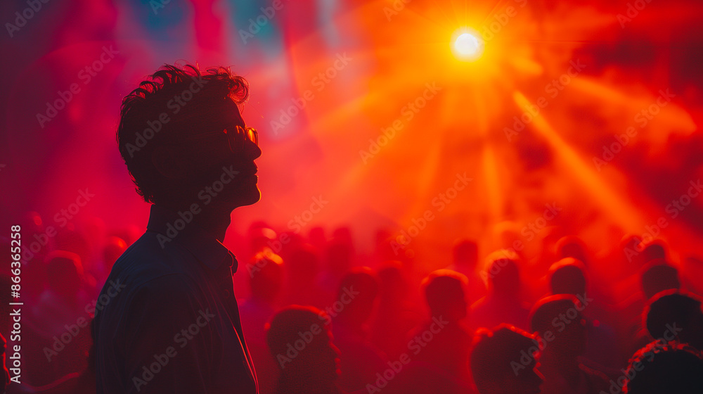 Silhouette of man in red light. Silhouette of man in red light.