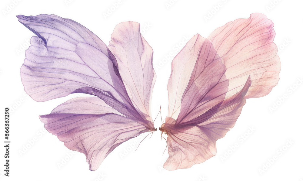 Naklejka premium Translucent Flower Petals Forming Butterfly Wings