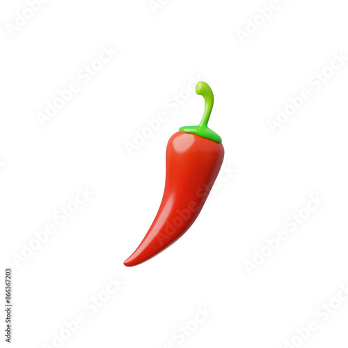 Red hot chili pepper pod 3D vector icon, glossy ripe spicy vegetable, organic condiment ingredient, cayenne pepper food