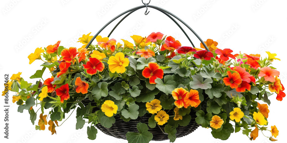 Colorful Hanging Basket of Nasturtiums Colorful Hanging Basket of Nasturtiums