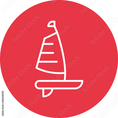 Windsurf line circle icon