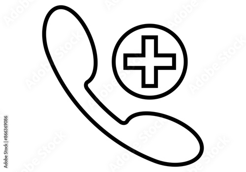 Icono negro de teléfono con icono de agregar llamada