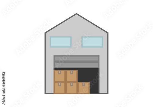 Nave industrial o almacén con cajas de mercancía 