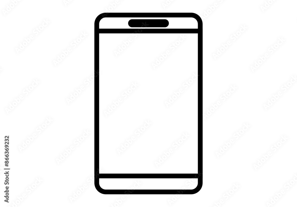 Icono negro de teléfono o smartphone en fondo blanco Icono negro de teléfono o smartphone en fondo blanco