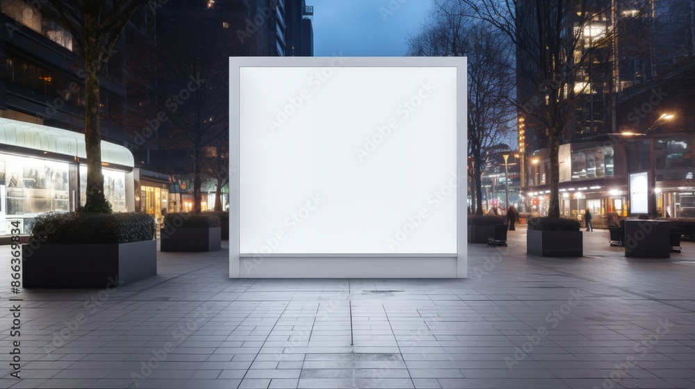 Blank Billboard in City Night Blank Billboard in City Night