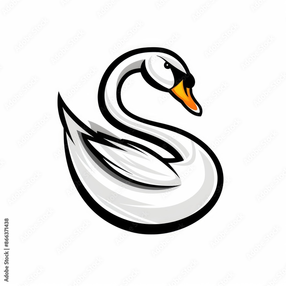 Mascot logo swan white background Mascot logo swan white background