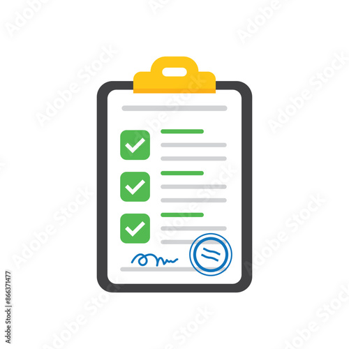 Clipboard with checklist icon in flat style. Planning and organization of work vector illustration on isolated background. Document sign business concept. © Lysenko.A