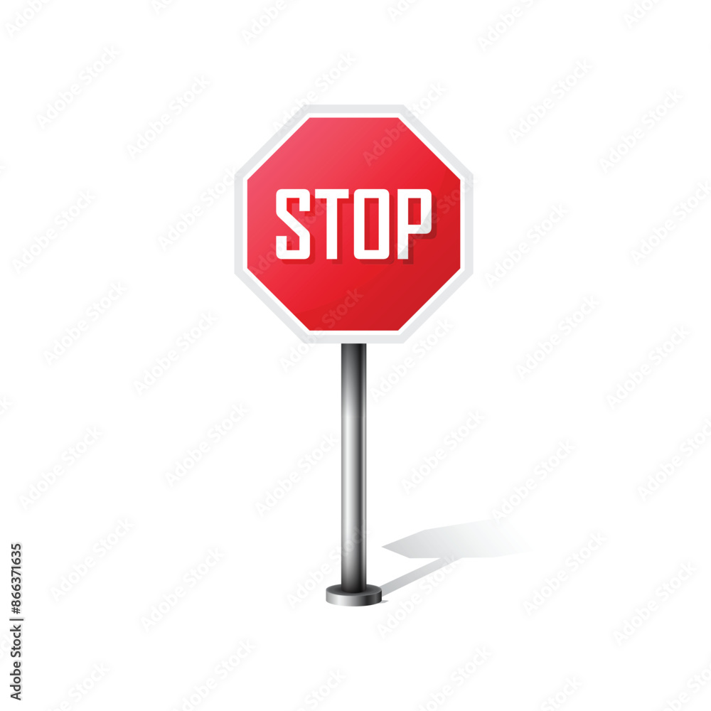 Stop sign icon in flat style. Traffic control vector illustration on isolated background. Attention sign business concept. Stop sign icon in flat style. Traffic control vector illustration on isolated background. Attention sign business concept.