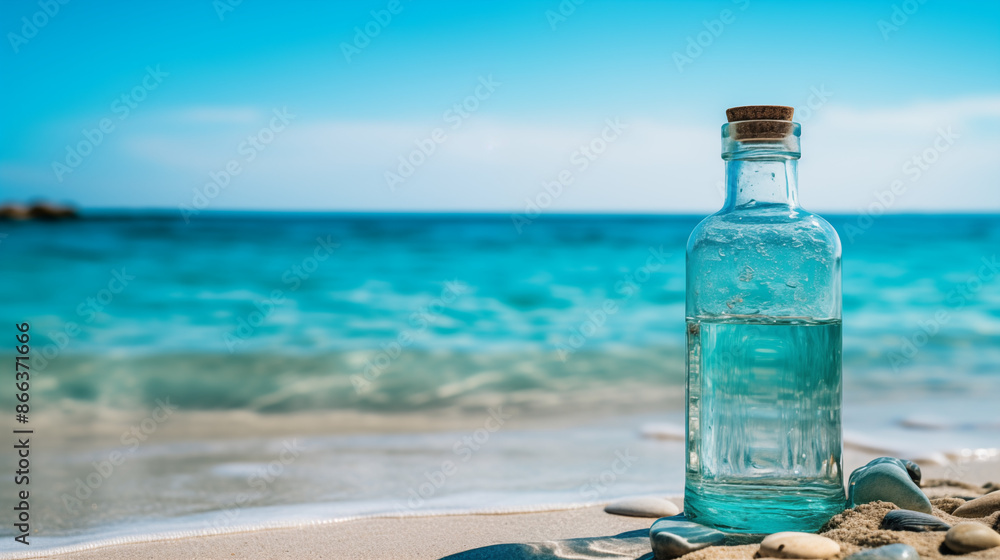 bottle of fresh water in beach background
bottle of fresh water in beach background