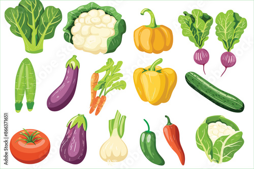 Seamless pattern of fresh vegetables. Collection of hand drawn vegetable illustrations isolated on white background. Set of various kinds of vegetable, isolated on a white background.