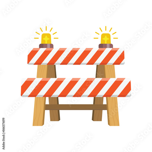 Stop traffic road barrier icon in flat style. Roadwork vector illustration on isolated background. Safety barricade sign business concept.