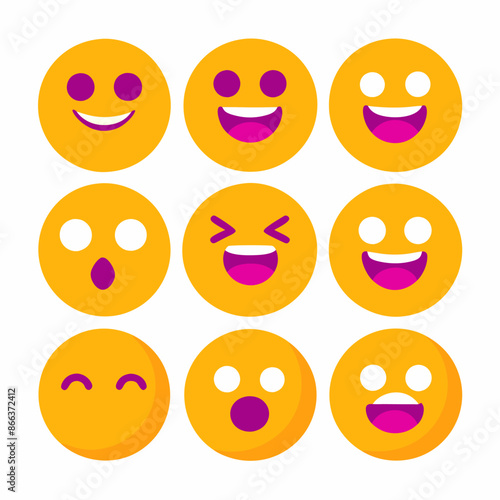 A collection of smiley faces showcasing various emotions and expressions