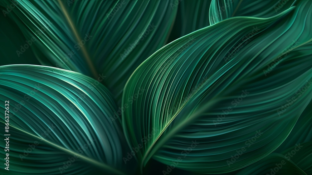 Green tropical plant close-up Green tropical plant close-up