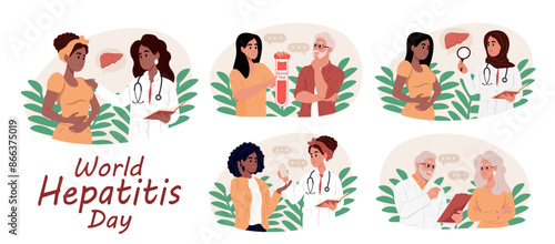 World Hepatitis Day ,July 28. Hepatitis symptoms, diagnosis and treatment. Doctor talks to a patient about hepatitis. Consultation of a gastroenterologist.