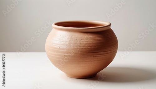 minimal design of soil pottery, mockup of beautiful handmade ceramic on white background  © abu