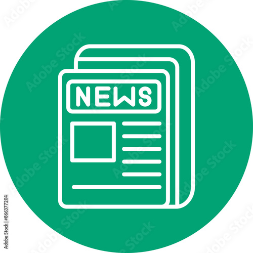 Newspaper line circle icon