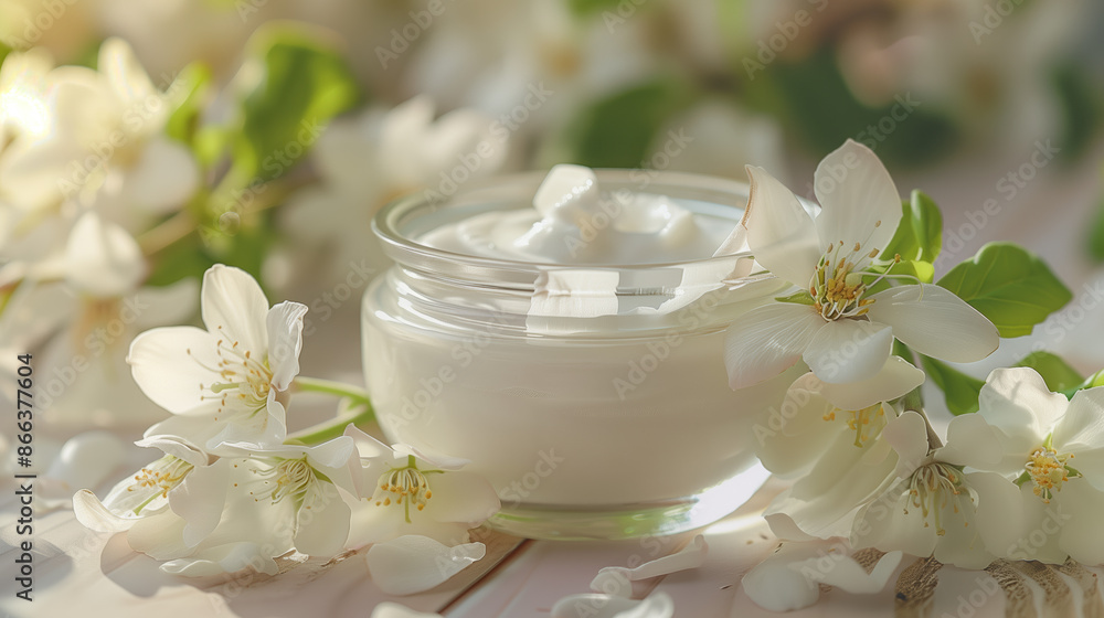 Marshmallow Root Extract Cream Jar Surrounded by Soft Petals and Serenity Marshmallow Root Extract Cream Jar Surrounded by Soft Petals and Serenity