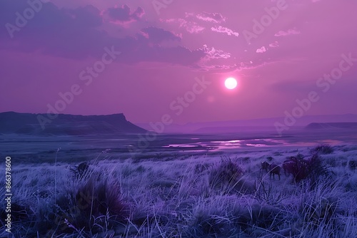 The majestic Kryptonian wildlife reserve under a purple sky