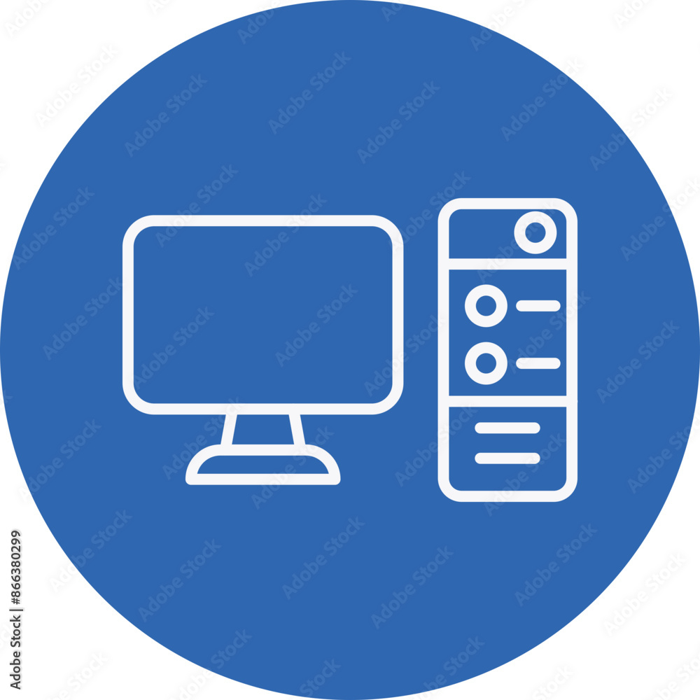 Computer line circle icon Computer line circle icon