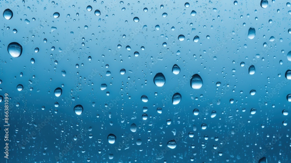 Water Droplets on a Blue Surface Water Droplets on a Blue Surface