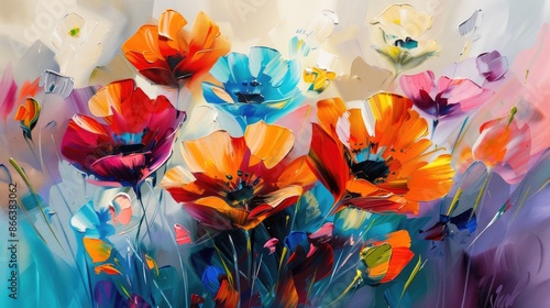 Wallpaper Mural Oil painting of flowers. Abstract art background. Colorful flowers Torontodigital.ca