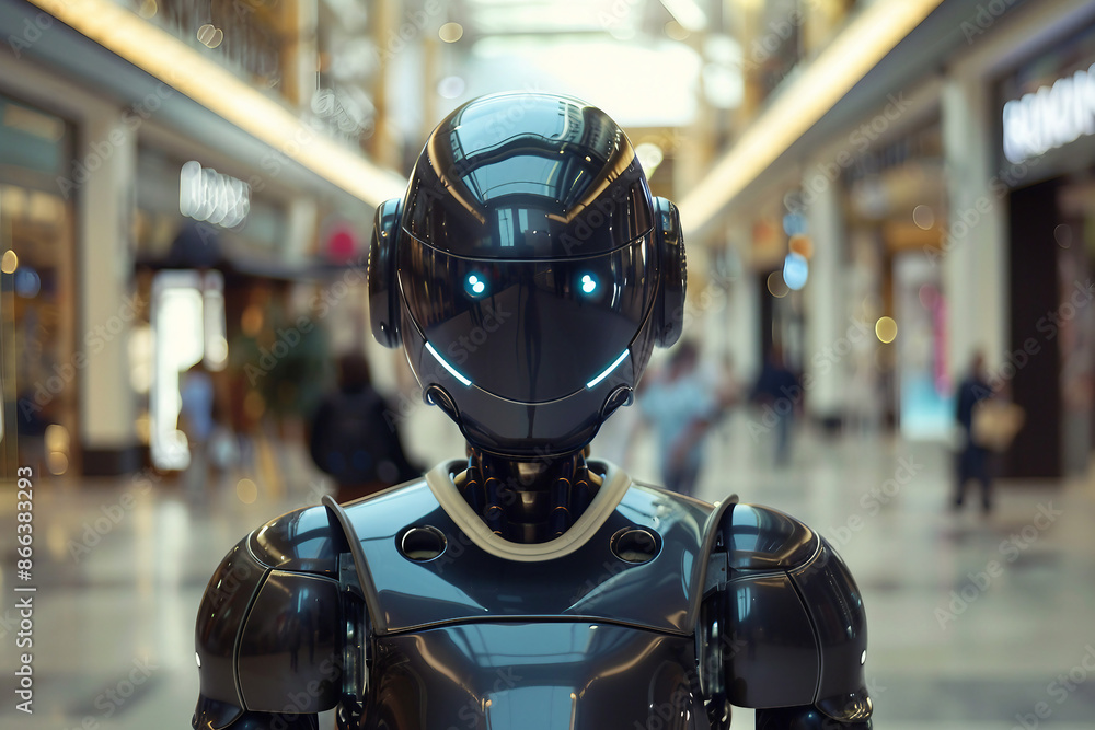 Generative AI creative picture Robot cyborg in activities of daily life routine living together with people Generative AI creative picture Robot cyborg in activities of daily life routine living together with people