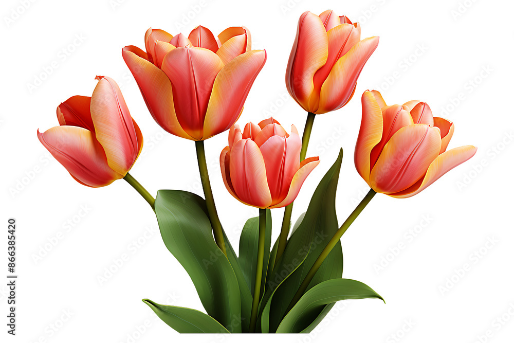A Tulip colorful flower on transparent background A Tulip colorful flower on transparent background