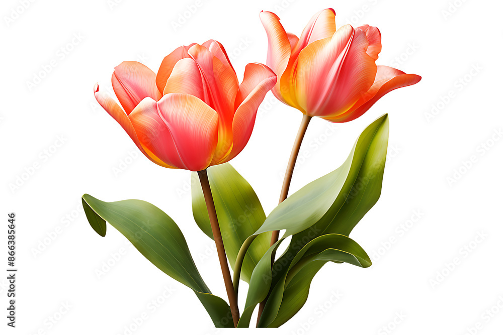 A Tulip colorful flower on transparent background A Tulip colorful flower on transparent background