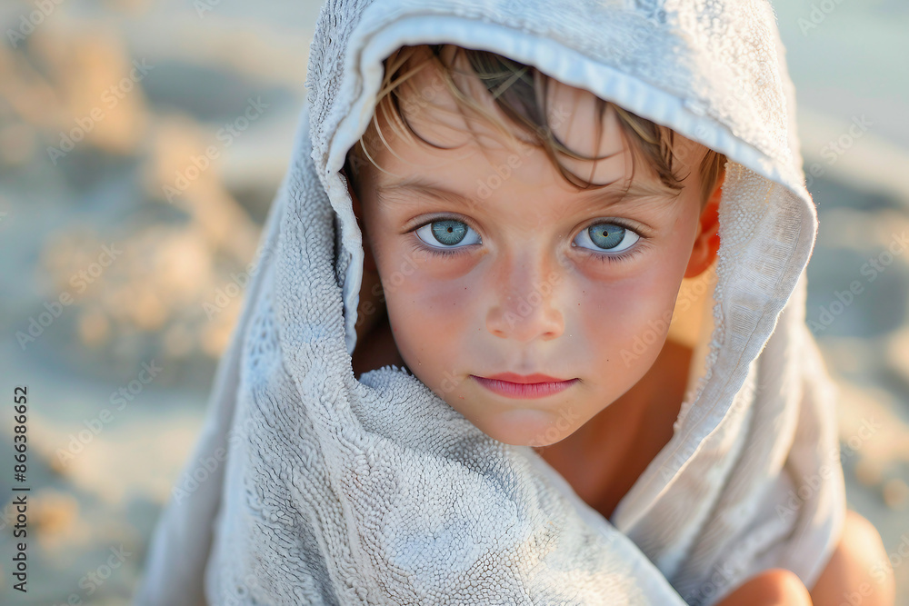 Obraz premium Funny children kids playing at the beach seaside poolside aquapark summer leisure weekend time, Generative AI