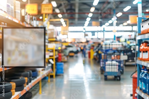 Automotive department of a megastore enhanced with a blank display sturdy catalyst.