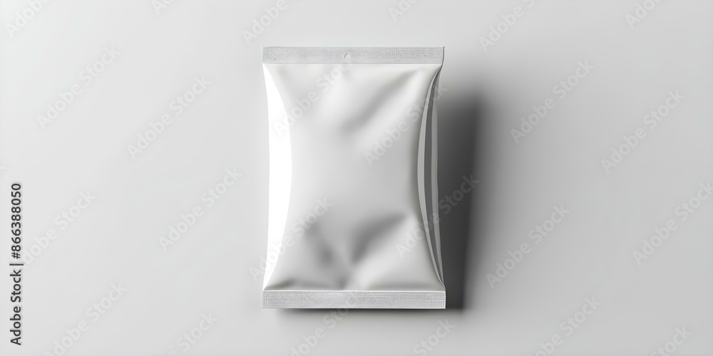 Mockup of a white plastic sachet for cosmetic cream on a white background. Concept Product Mockup, Cosmetic Cream, White Sachet, White Background