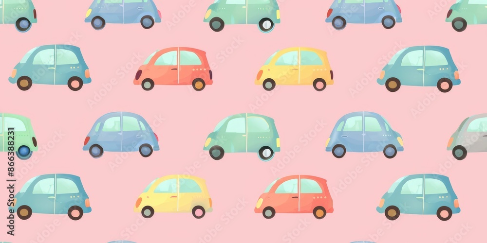 Pastel Cars Pattern for Cheerful Morning Design Pastel Cars Pattern for Cheerful Morning Design