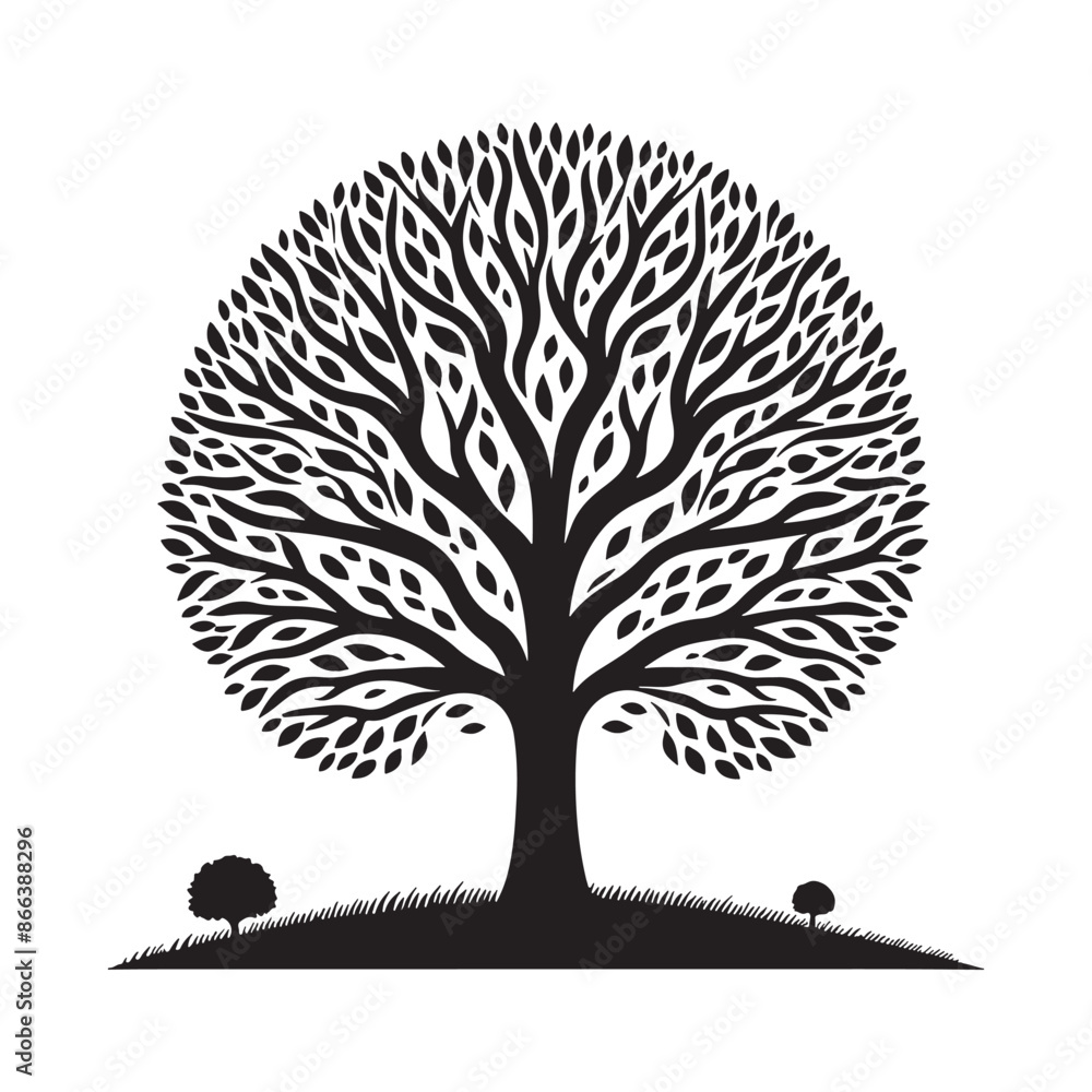 Naklejka premium Black Vector silhouette of tree on white background