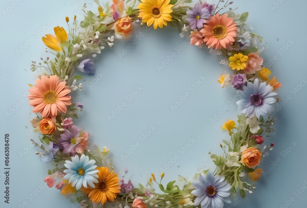 Fototapeta premium beautiful colorful flowers with blank letterhead