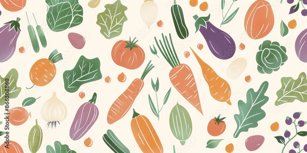 Pastel Vegetables Seamless Pattern Design Pastel Vegetables Seamless Pattern Design