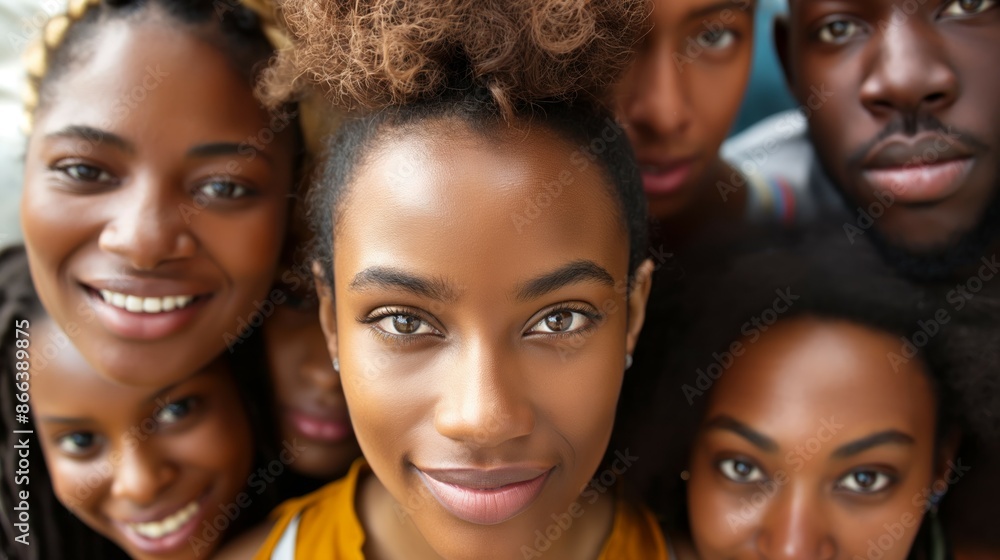Obraz premium group of diverse black friends smiling together