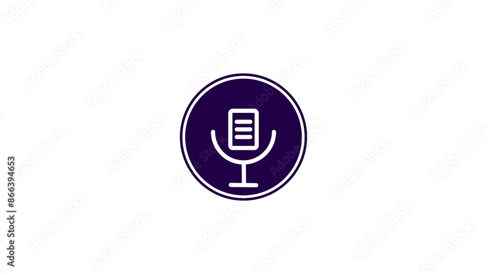 Voice recording and performance microphone button icon dark purple color 4k illustration on white background. Voice recording and performance microphone button icon dark purple color 4k illustration on white background.