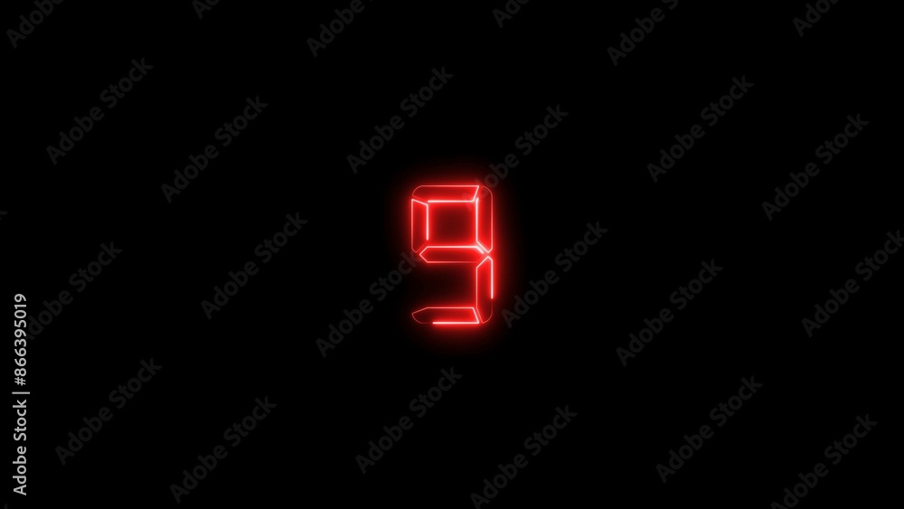 abstract red color neon light countdown nine number
4k illustration on black background. abstract red color neon light countdown nine number
4k illustration on black background.