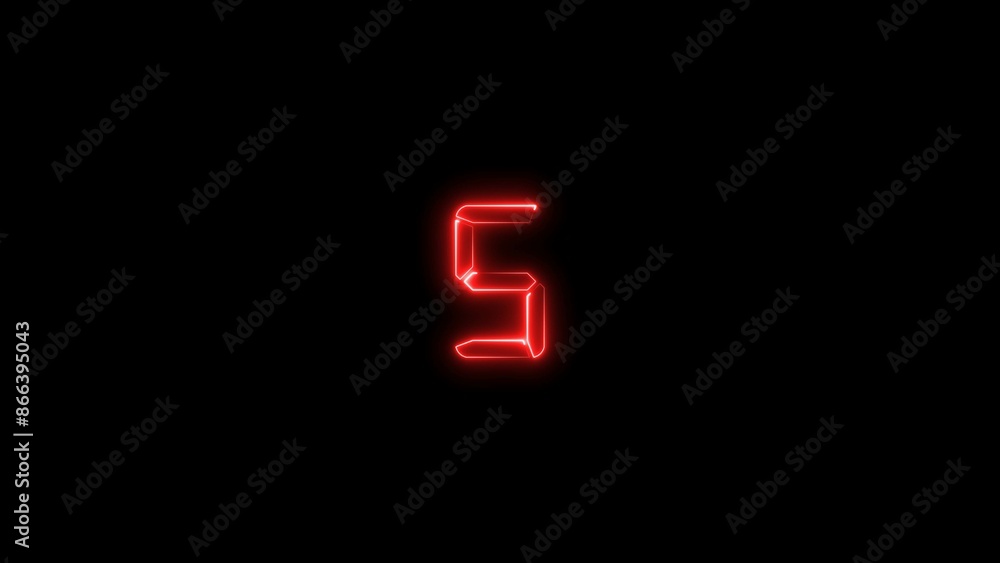 abstract red color neon light countdown five number
4k illustration on black background. abstract red color neon light countdown five number
4k illustration on black background.