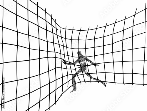 Line of Freedom: Escaping Constraints and Unleashing Creativity through Out-of-the-Box Thinking in a Minimalist, Single-Line Drawing