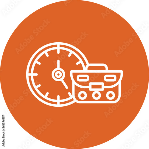 Working hours line circle icon