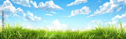 Green Grass Meadow Under a Blue Sky