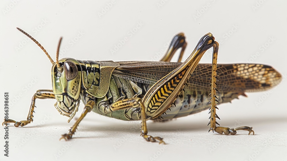 Grasshopper in a white setting Grasshopper in a white setting