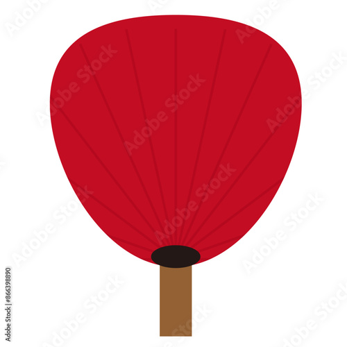 和風の赤い団扇