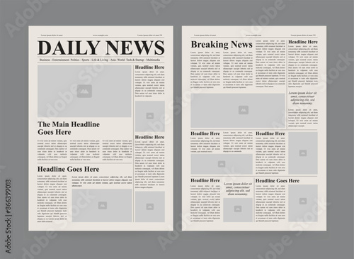 newspaper design and the daily newspaper with text and picture placeholder