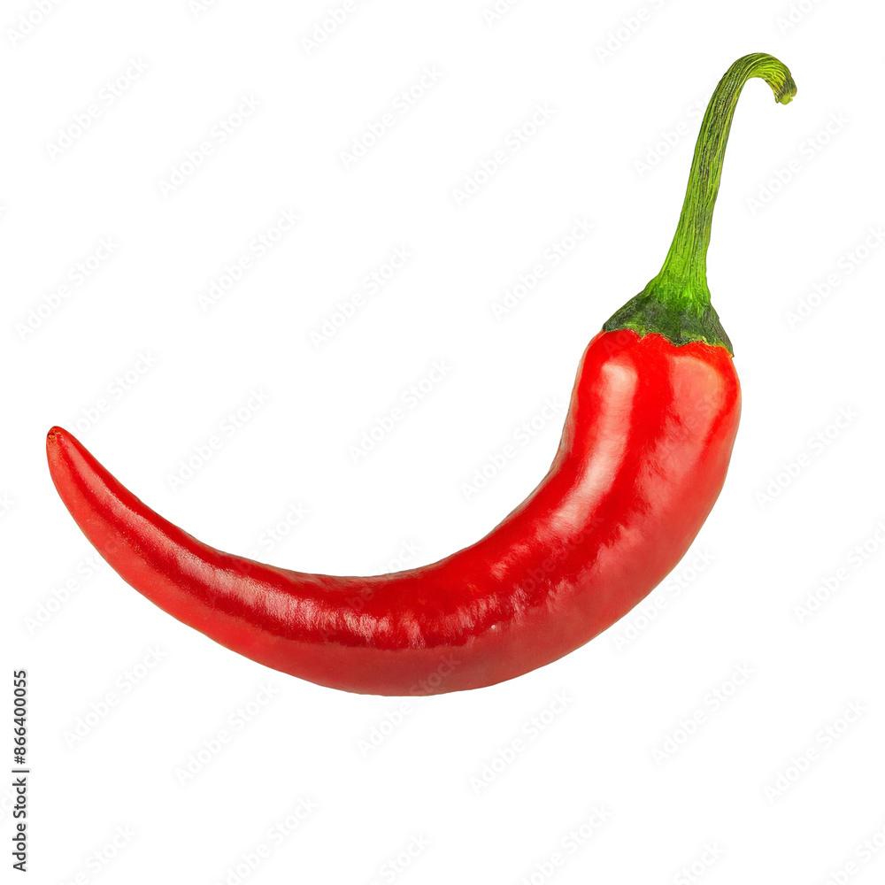Single Red Chili Pepper Isolated on Transparent Background. Fresh and Spicy Ingredient Single Red Chili Pepper Isolated on Transparent Background. Fresh and Spicy Ingredient