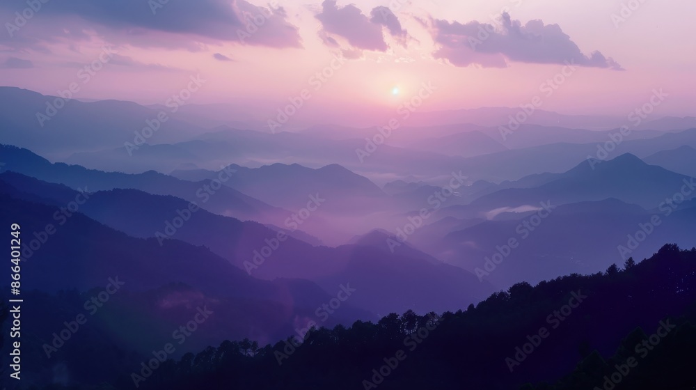 mountain valley at dawn close up, focus on, copy space, soft hues, Double exposure silhouette with Naga mountain valley at dawn close up, focus on, copy space, soft hues, Double exposure silhouette with Naga